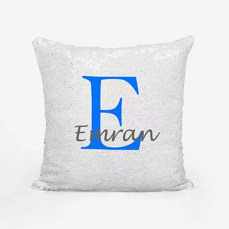 Personalised Sequin Magic Cushion For Him - Add Initial