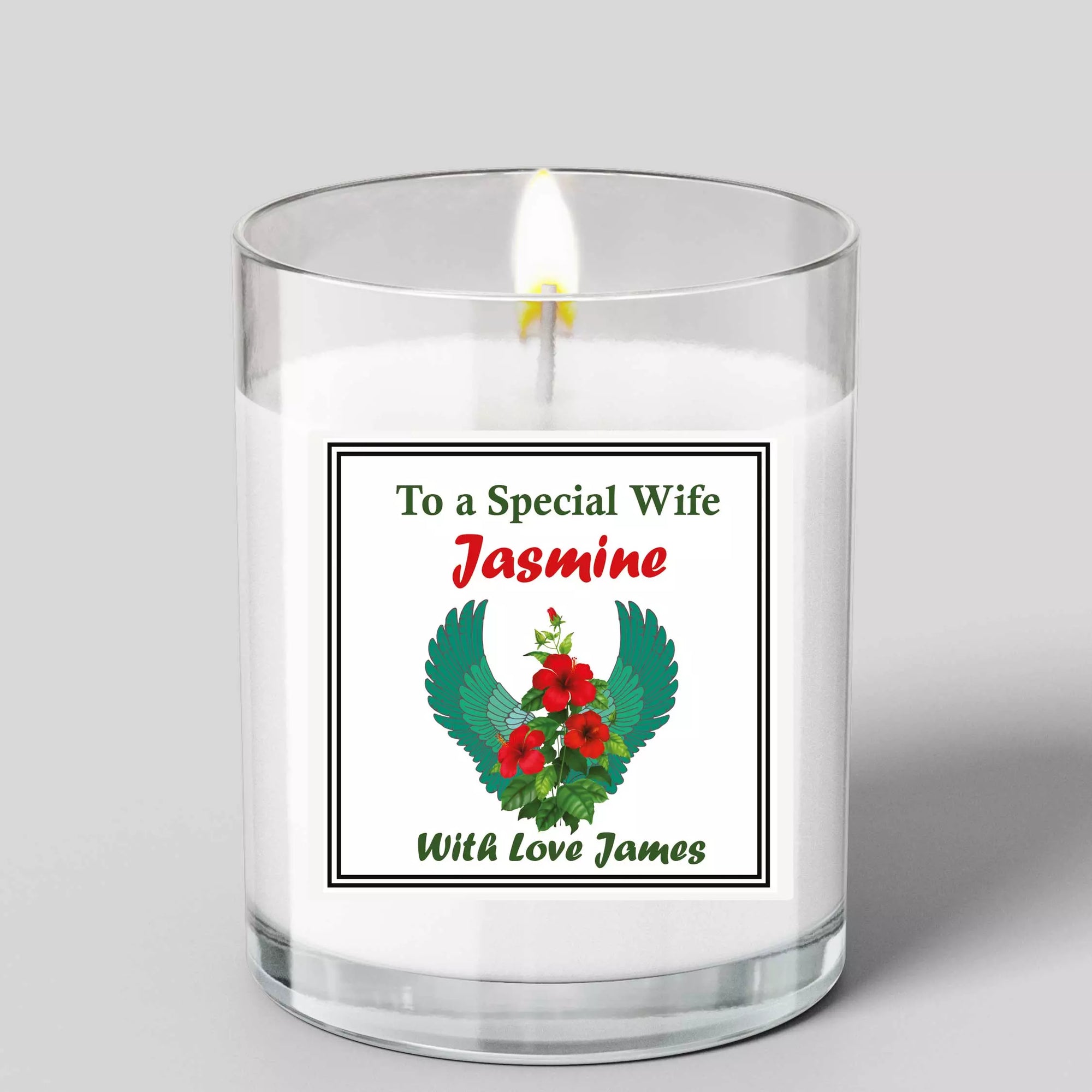 Personalised Glass Scented Candle for a Special Wife