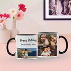Personalised Yellow Coloured Inside Mug with 3 Photo Collage and Text