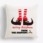 Personalised Elf Feet Christmas Cushion - Add Name