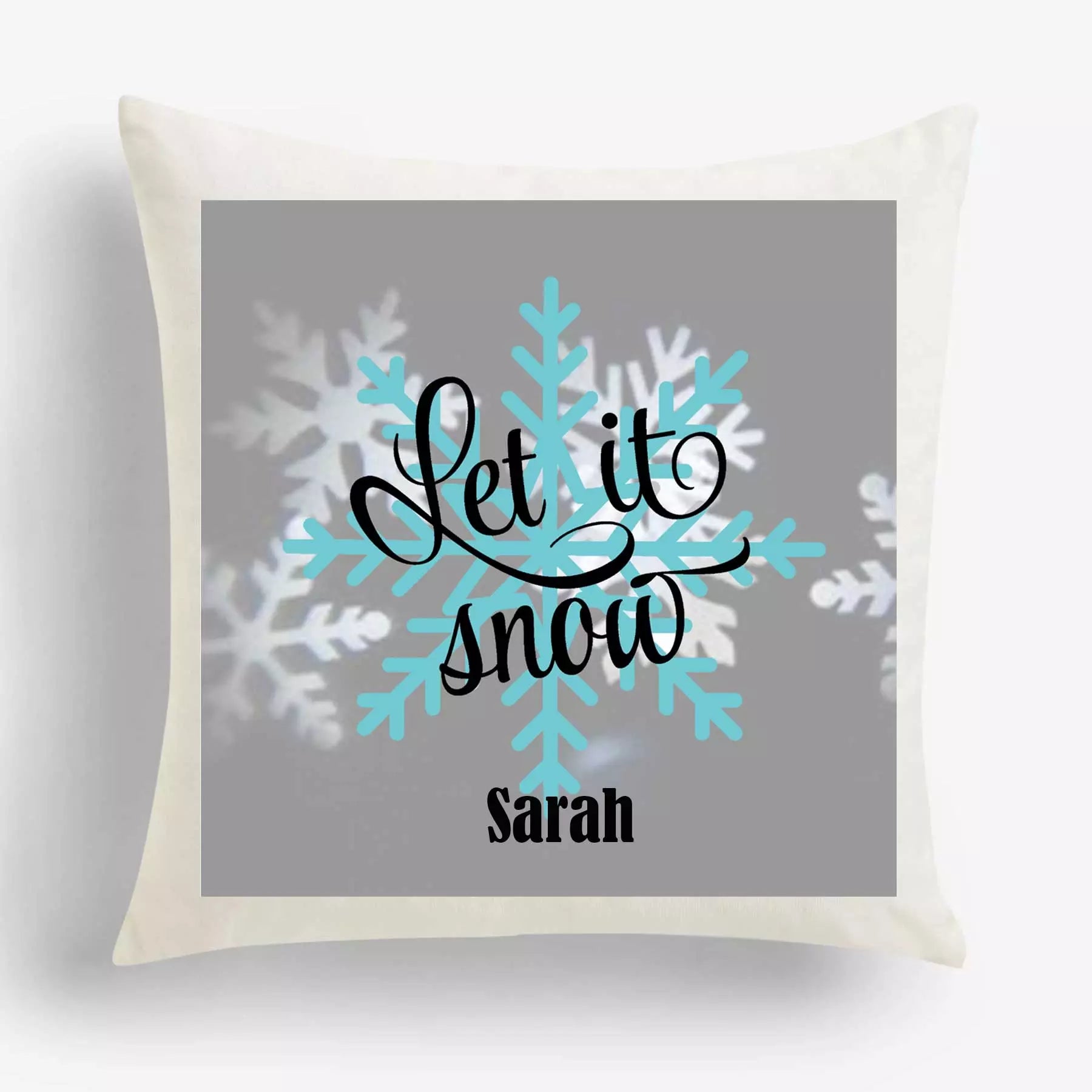 Let It Snow - Personalised Christmas Cushion - Add Name