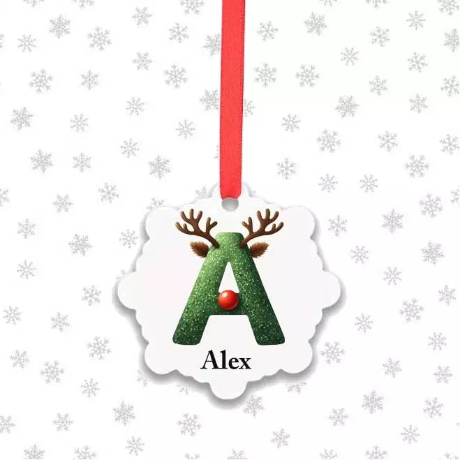Personalised Snowflake Reindeer Christmas Bauble