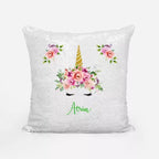 Personalised Garland Unicorn Sequin Magic Cushion Cover