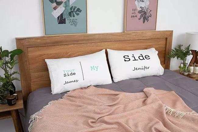 Couple Pillow Covers Gift Set - Your Side, My Side - Add Names