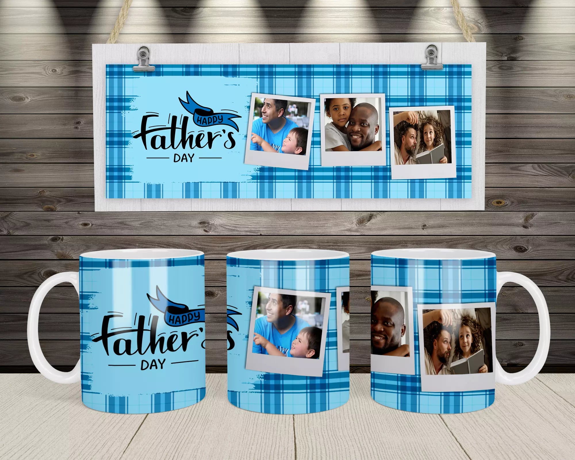 Personalised 3 Photos Mug for Father's Day