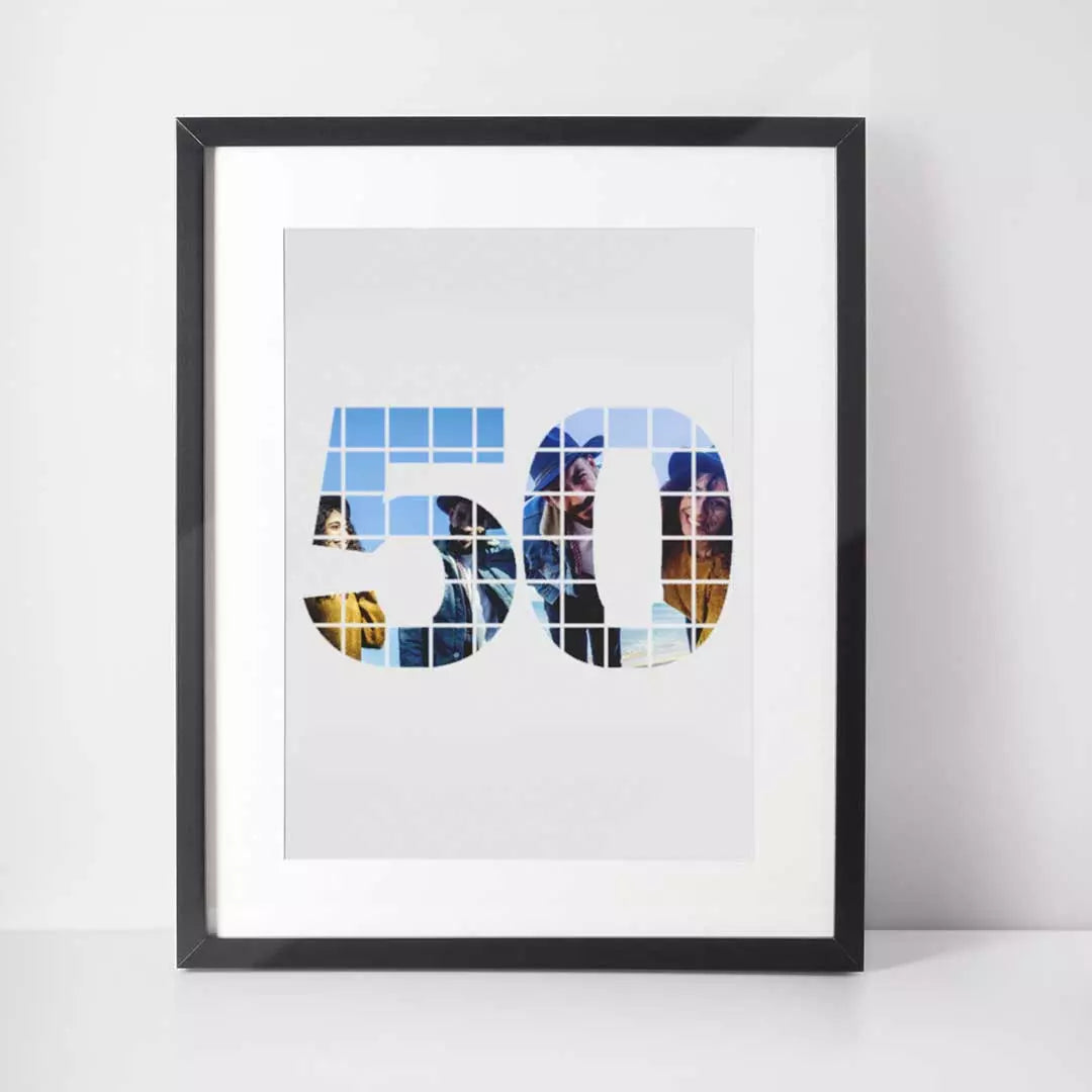 Personalised 2 Photo Collage Wall Art - 50 Years