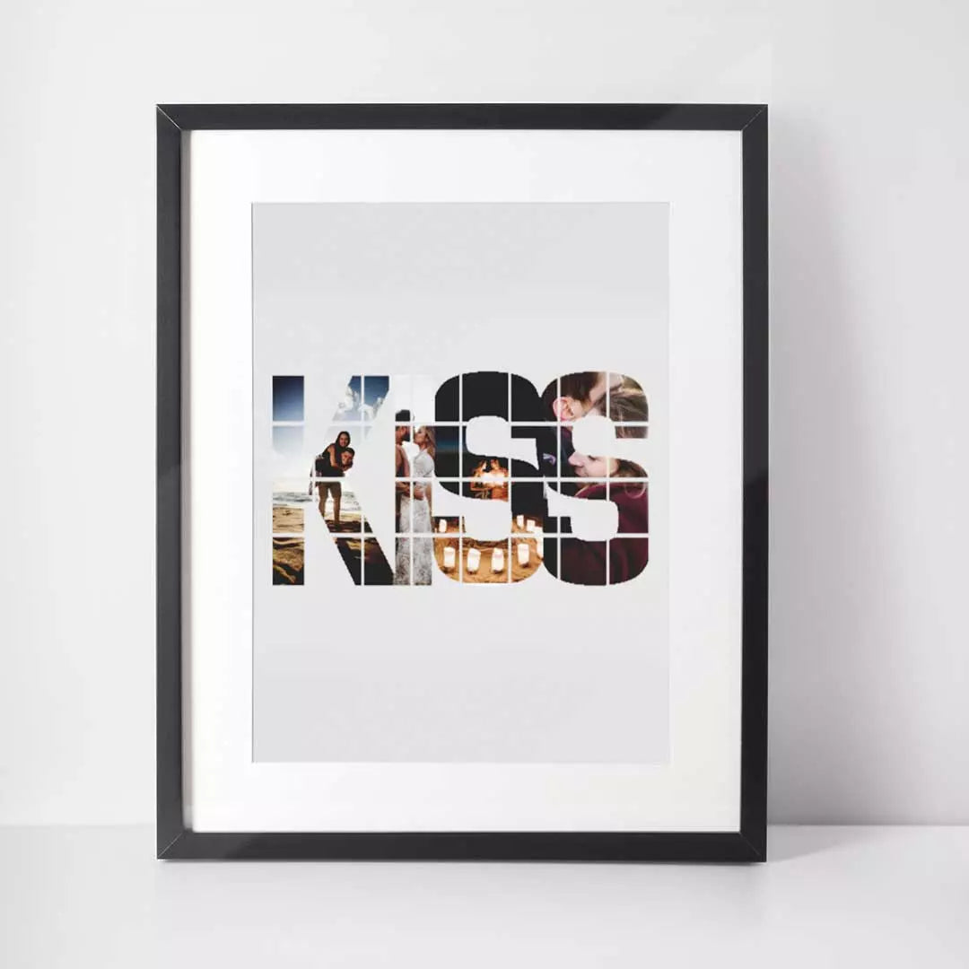 Personalised 'KISS' 4 Photo Wall Art - Upload Photos