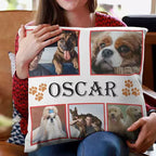Personalised 5 Photos Collage Cushion with Paws Design