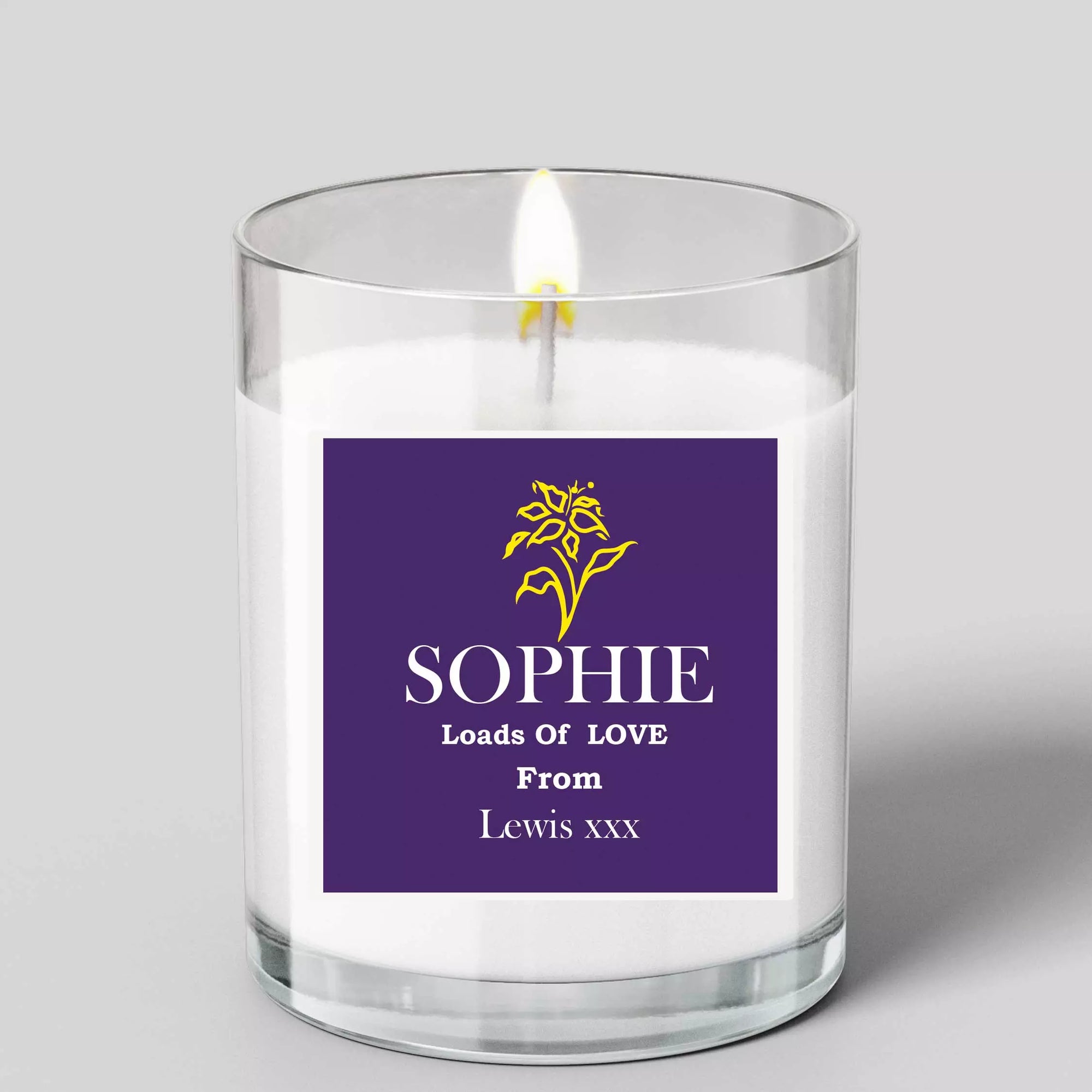 Personalised Name & Message Glass Scented Candle with Lid