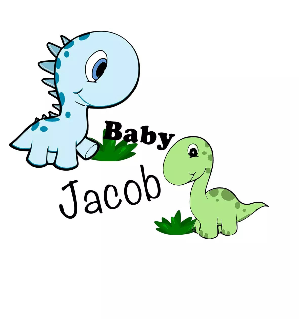 Personalised Dinos Design Baby Bib with Crumb Catcher - Add Name