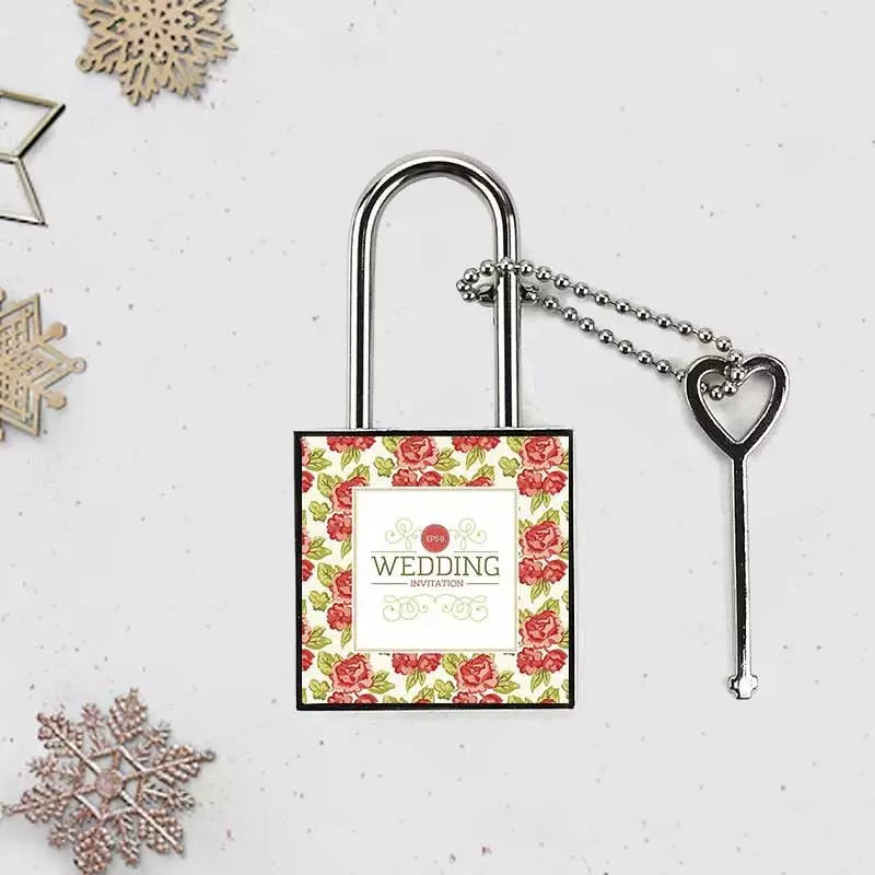 Personalised Square Metal Photo Padlock with Key