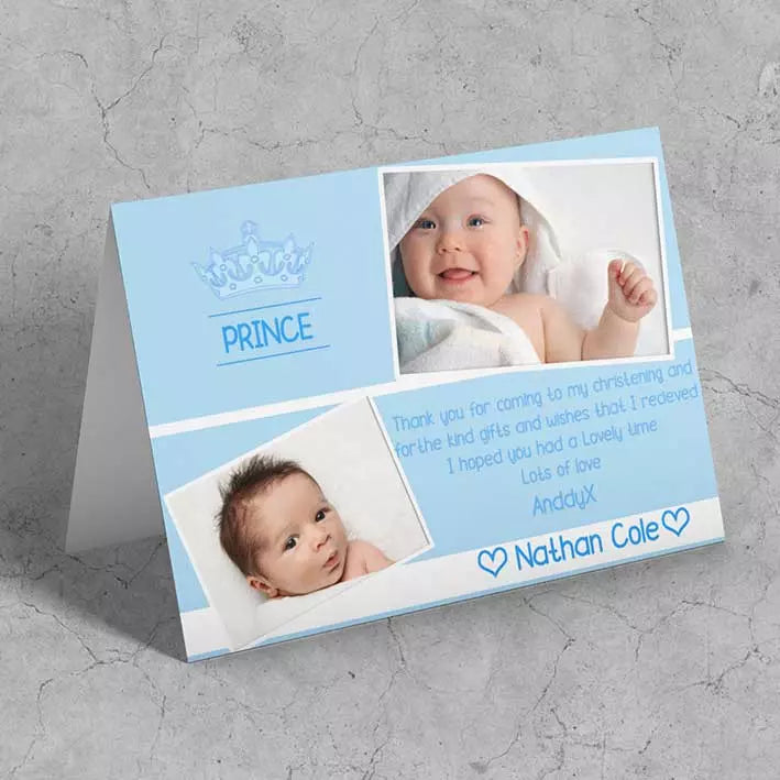 Personalised Blue Folded Card with Photos & Message