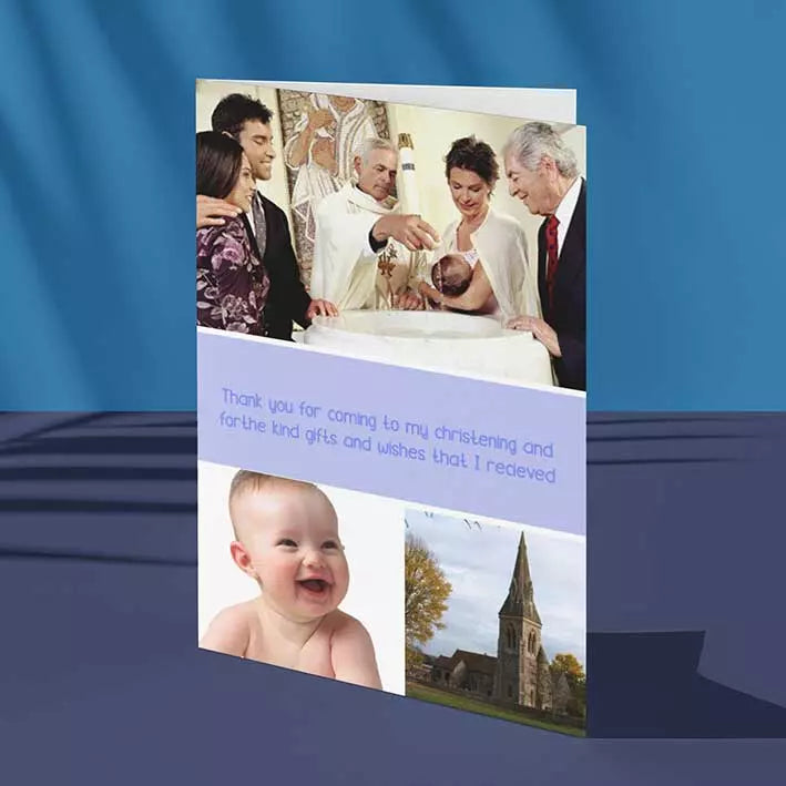 Personalised Blue Card with 3 Photos & Message