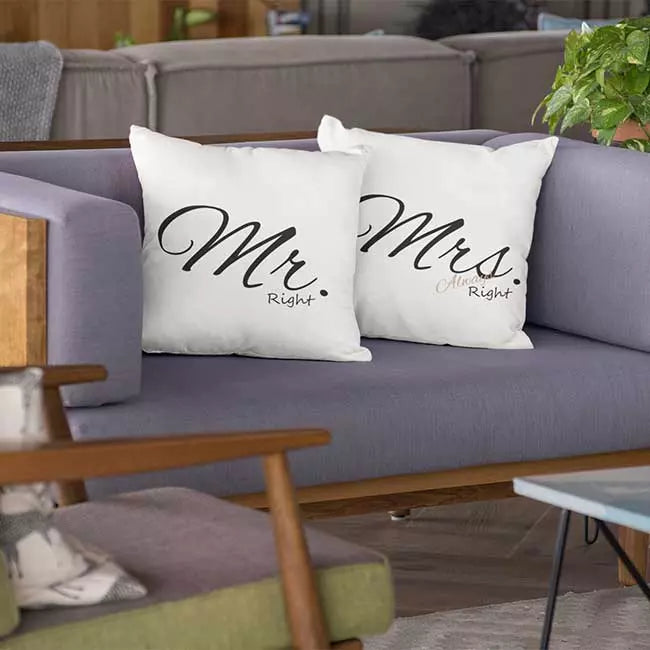 Mr Right and Mrs Always Right - Personalised Couple Cushion Covers