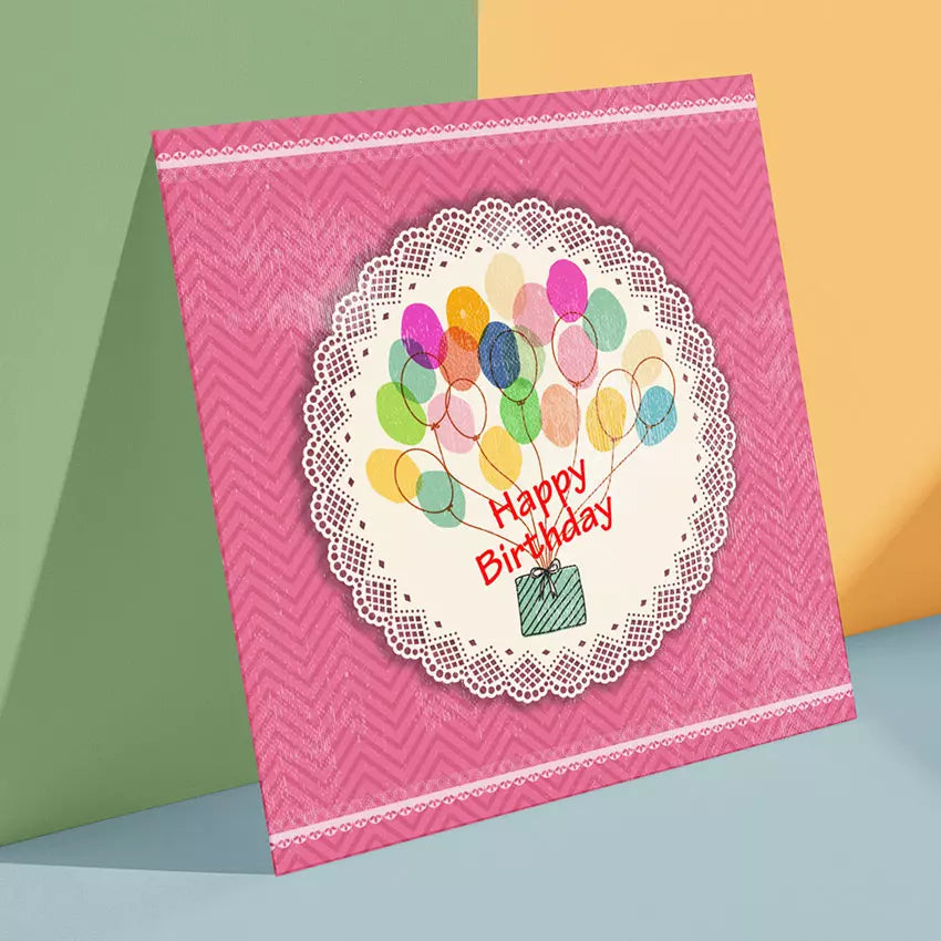Happy Birthday with Balloons - Personalised Folded Card