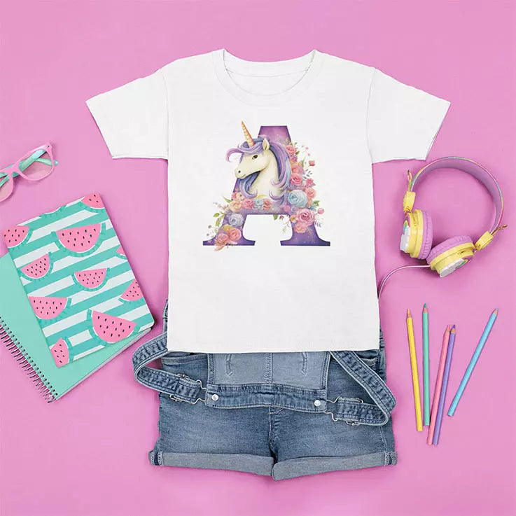 Personalised Unicorn Name/Initial t-Shirt