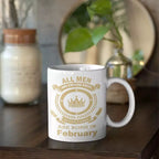 Personalised birth month Kings birthday mug with All Men Are Created Equal quote