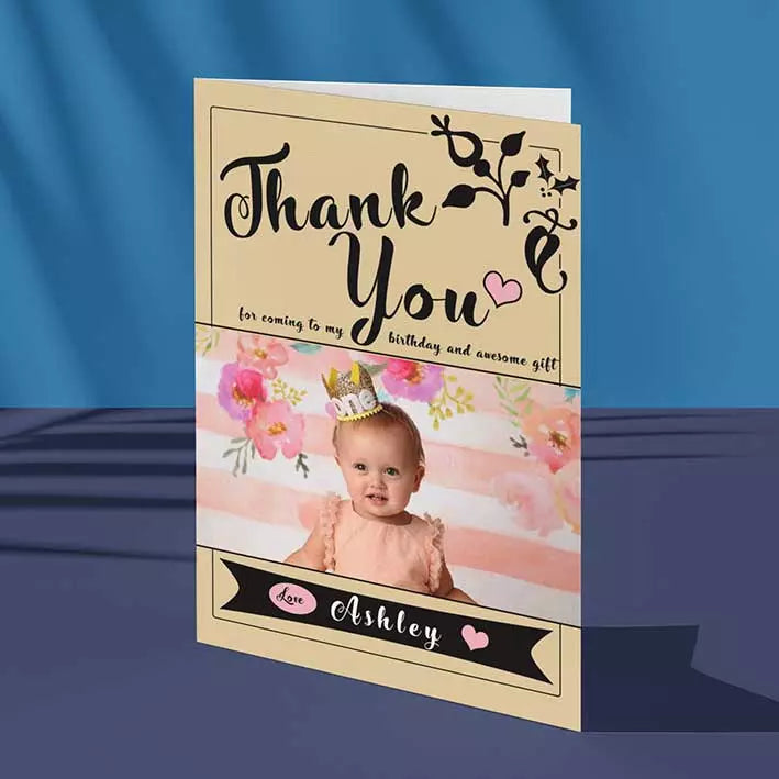 Personalised Thank You Photo Folded Card for Birthday Gift