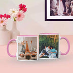 Personalised Coloured Inside Mug with 2 Photos & Text - Choose Mug Colour