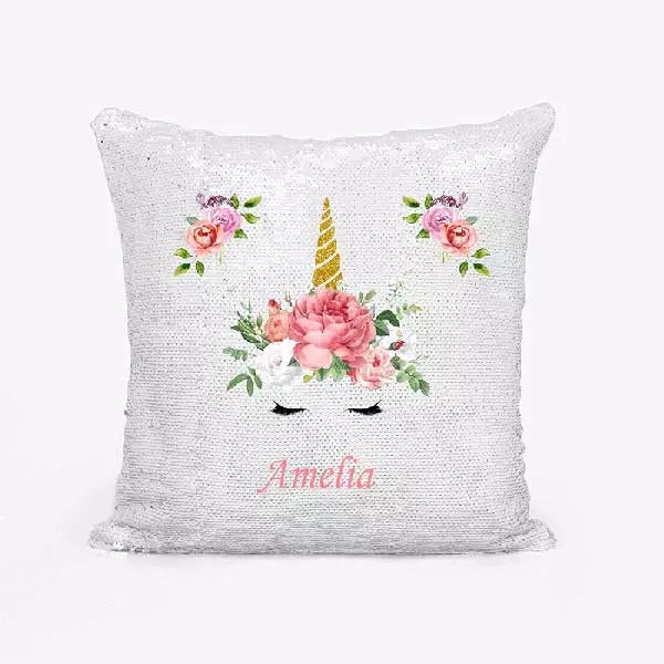 Personalised Unicorn Princess Sequin Magic Cushion Cover