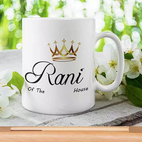 Personalised Desi Inspired 'Raaja/Rani of the House' Couple Mugs - Gift Set