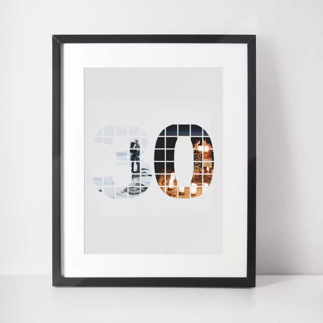 Personalised 2 Photo Collage Wall Art - 30 Years