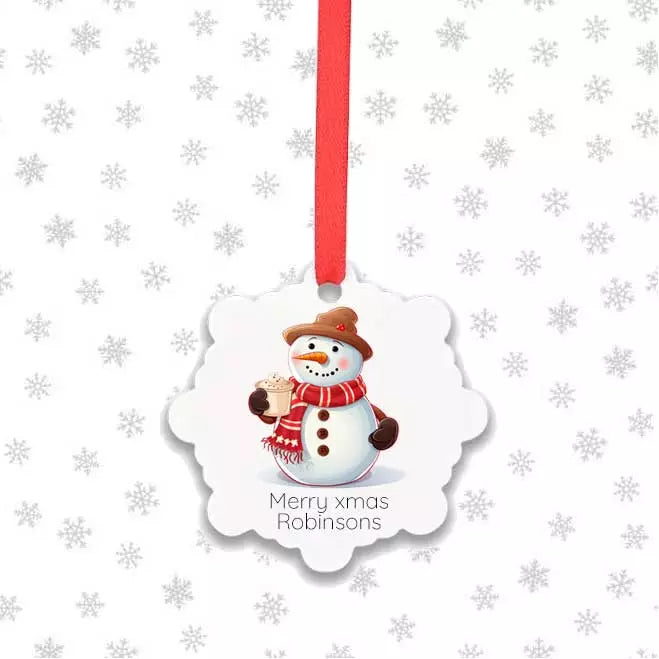 Personalised Snowflake Snowman Christmas Bauble