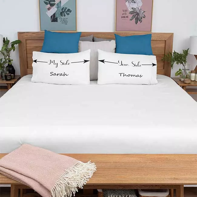 Personalised Couple Pillow Covers Gifts Set - My Side Your Side