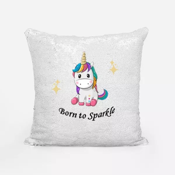 Personalised Born to Sparkle Sequin Cushion Cover