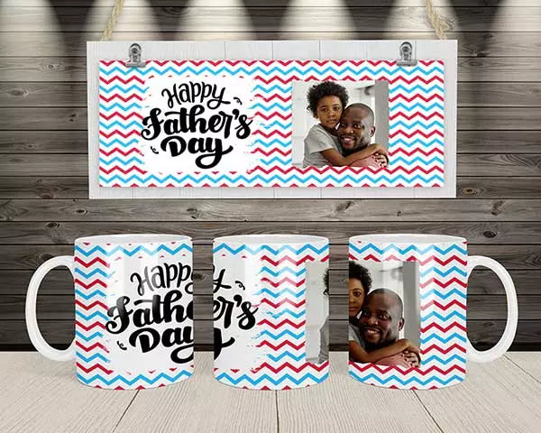 Personalised Red & Blue Stripes Mug for Father's Day