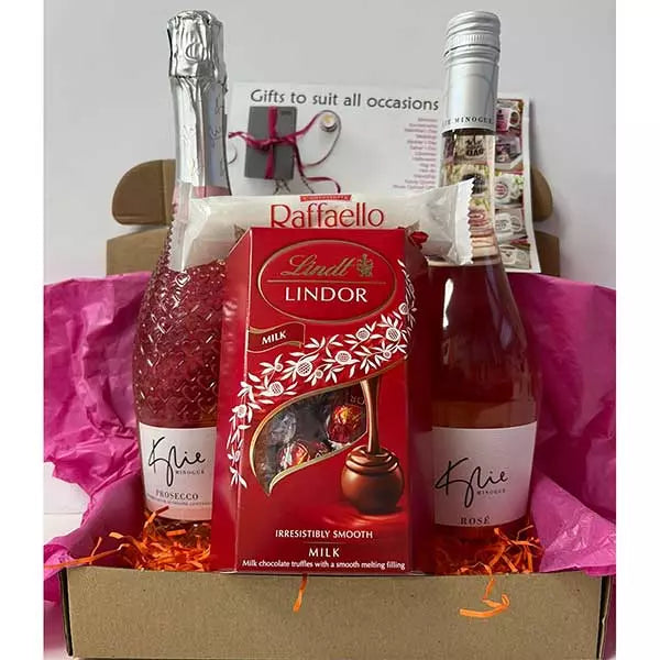 Kylie Minogue Rose and Snacks Hamper with Personalised Card