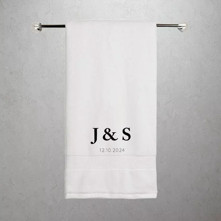 Personalised Initials & Date Couples Embroidered Towels