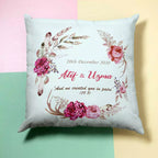Personalised Pretty Pink Wreath Cushion - Add Names/Dates