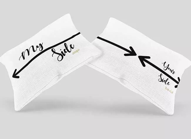 Personalised Couple Pillow Covers Gift - 'My Side Your Side'