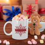 Personalised Red Snowflake Christmas Mug - Add Name
