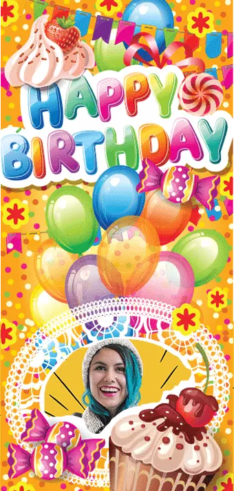 Personalised Birthday Balloons & Cake Banner - Upload picture