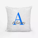 Personalised Sequin Magic Cushion For Him - Add Initial