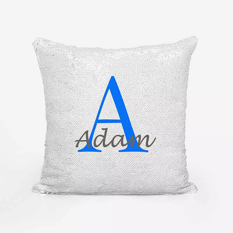 Personalised Sequin Magic Cushion For Him - Add Initial