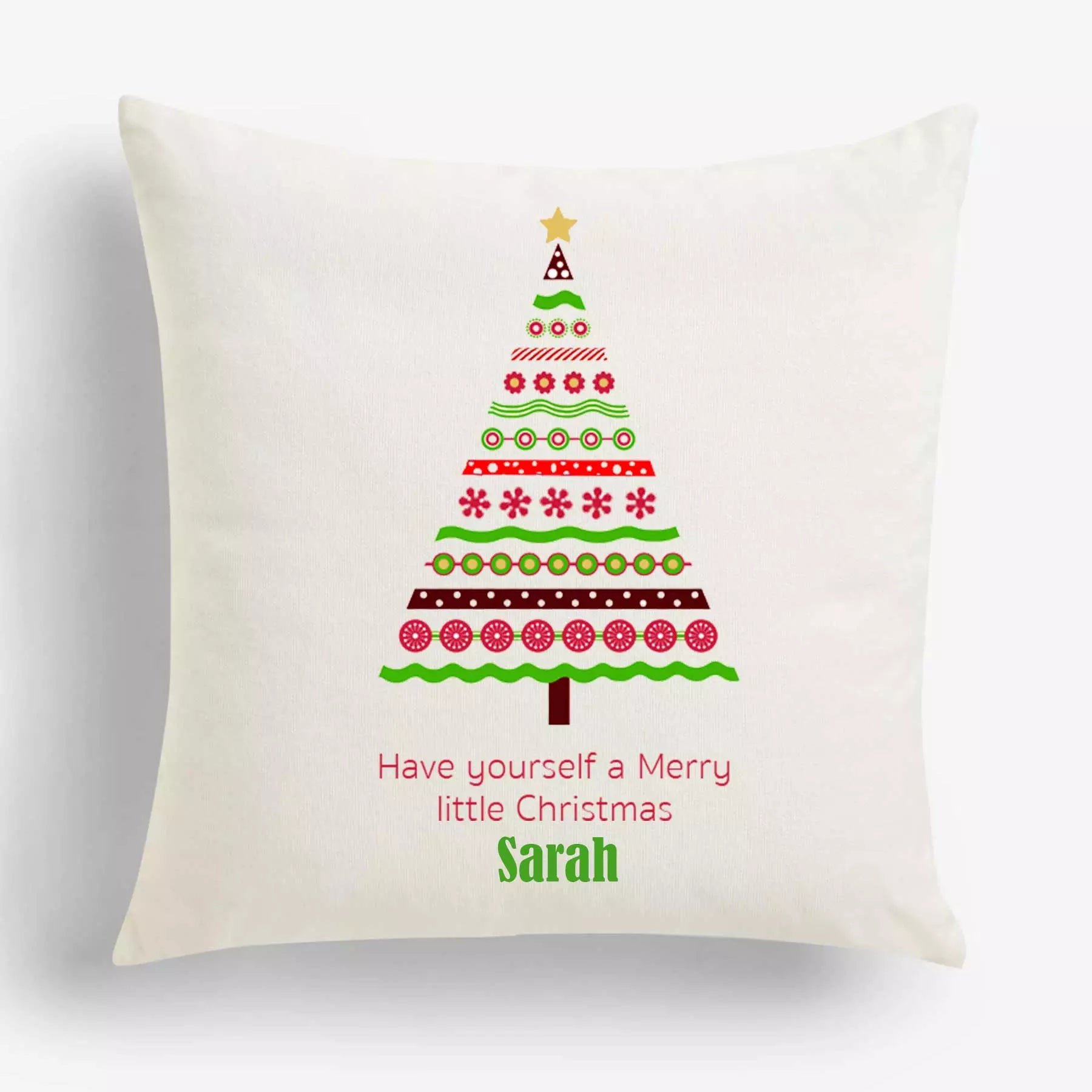 Personalised Christmas Tree Cushion - Add Name