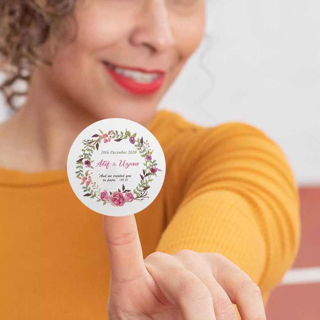 Personalised Labels-Invitations-Stickers - Pretty Pink Wreath