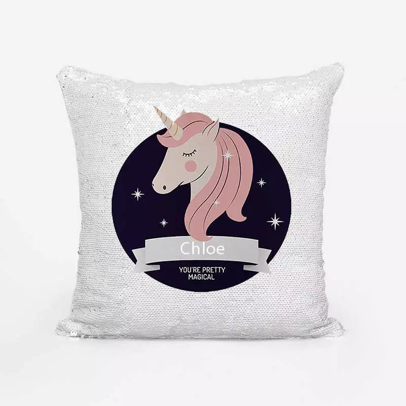 Personalised You're Pretty Magical Unicorn Magic Sequin Cushion Cover