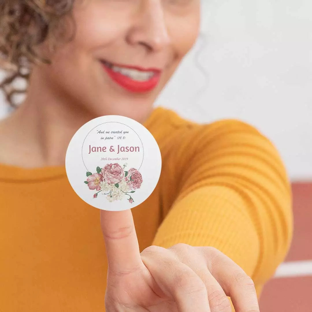 Personalised Labels-Invitations-Stickers - Peach Dahlia Garland