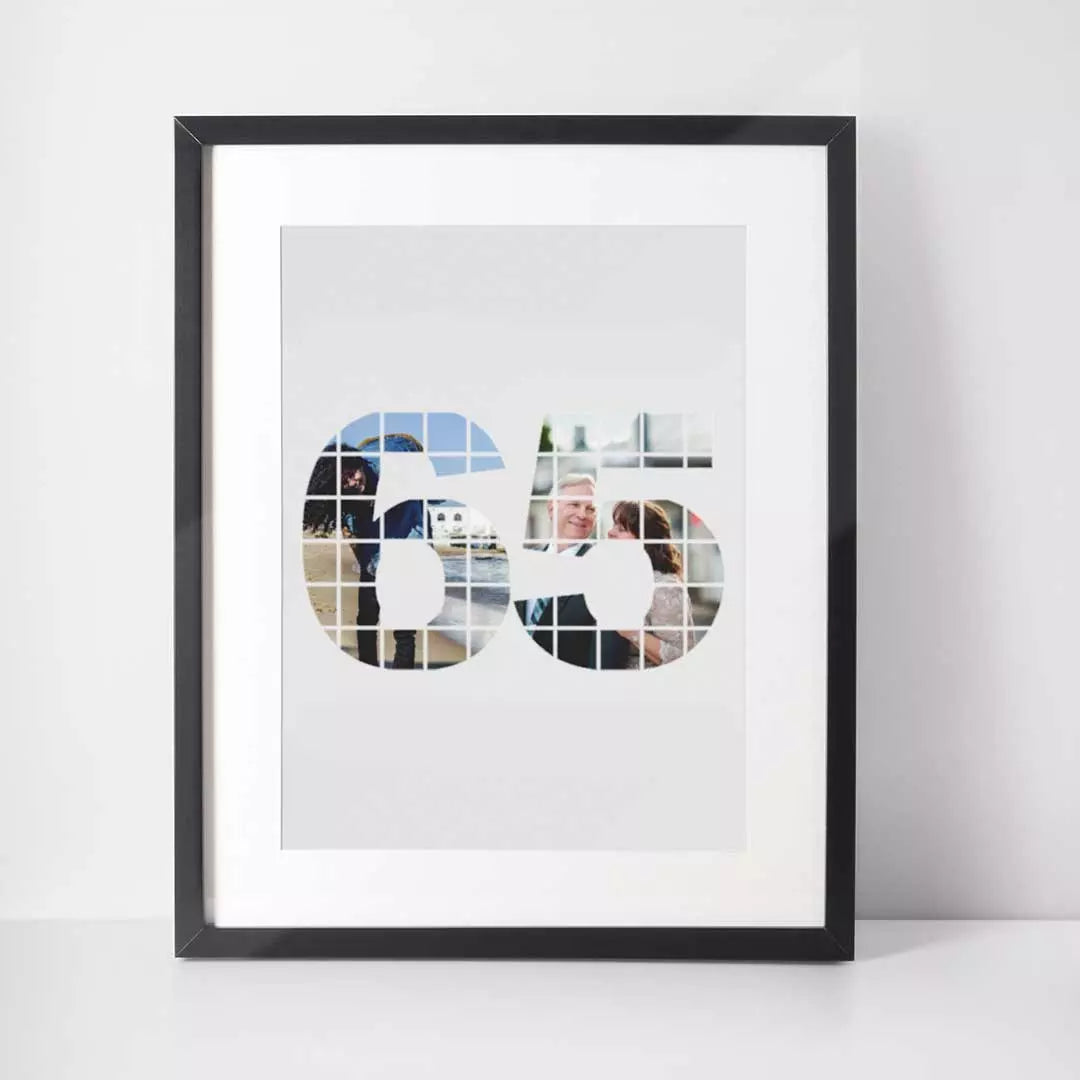 Personalised 2 Photo Collage Wall Art - 65 Years
