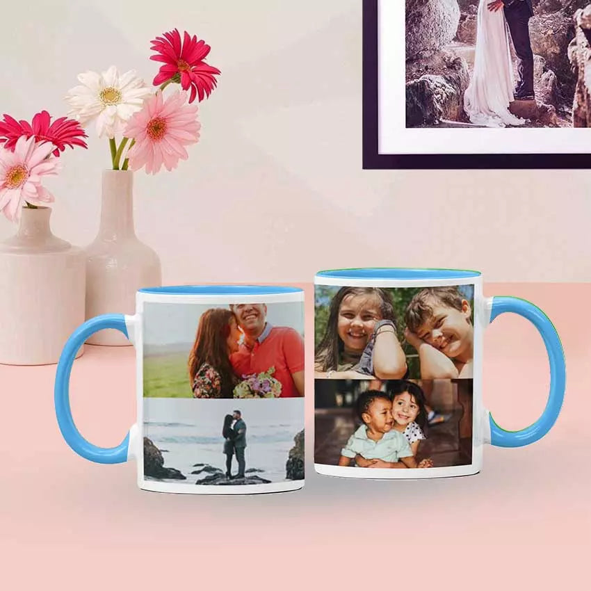 Personalised Black Coloured Inside Mug with 4 Photo Collage