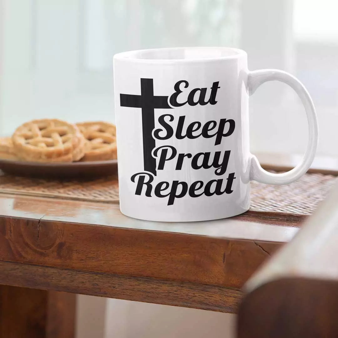 Personalised 'Eat, Sleep, Pray, Repeat' Mug - Add Name