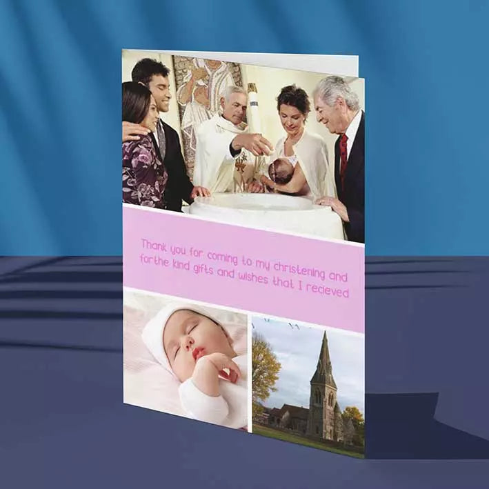 Personalised Pink Card with 3 Photos & Message