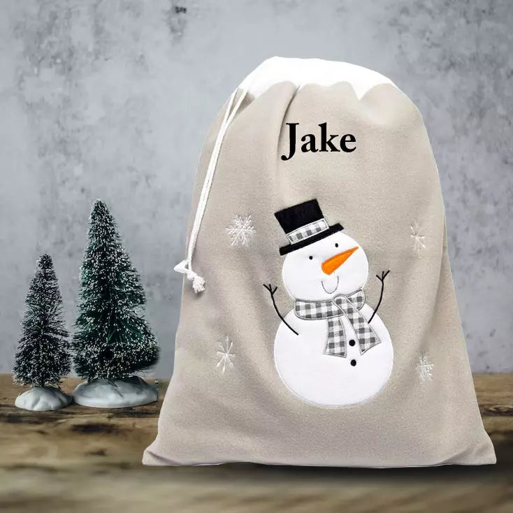 Personalised Deluxe Plush Silver Embroidered Christmas Sack