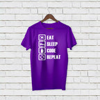Personalised Funny Daily Activity T-Shirt - Eat, Sleep, Code, Repeat