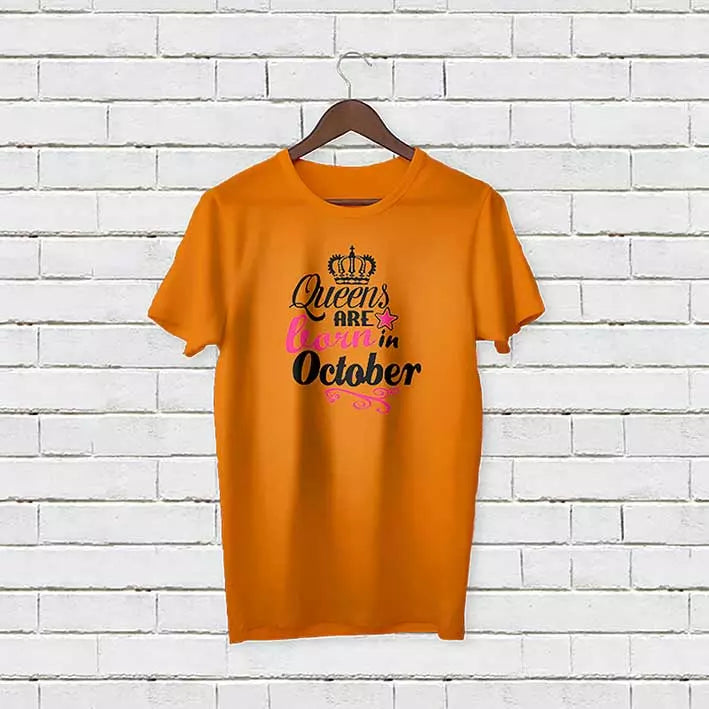 Personalised Queens are Born in October T-Shirt
