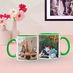 Personalised Coloured Inside Mug with 2 Photos & Text - Choose Mug Colour